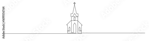 Church Building Line Art Minimalist Style