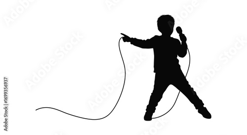 a silhouette of a singer performing with microphone