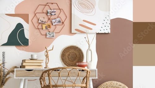 Stylish workspace with book...