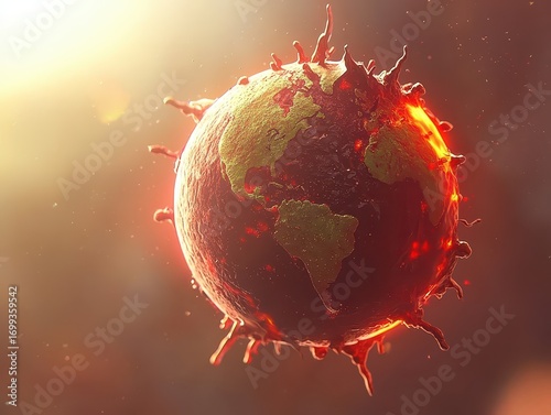 Artistic Representation of Earth Surrounded by Virus Elements