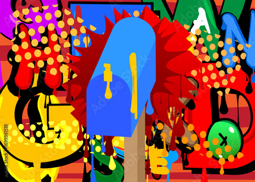 Mailbox graffiti. Abstract modern street art decoration performed in urban painting style.