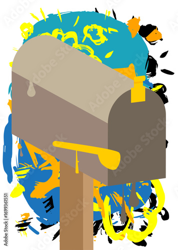 Mailbox graffiti. Abstract modern street art decoration performed in urban painting style.