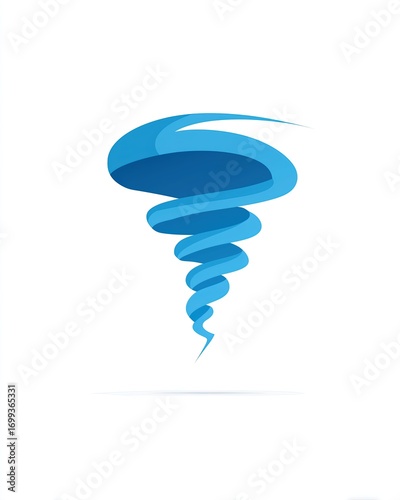 Abstract blue tornado icon with swirling design on white background