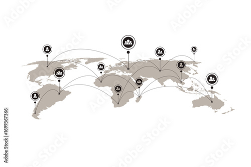 World map global communication, business connection. vector illustration, Flat design 