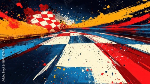 Abstract checkered flag racing finish line.