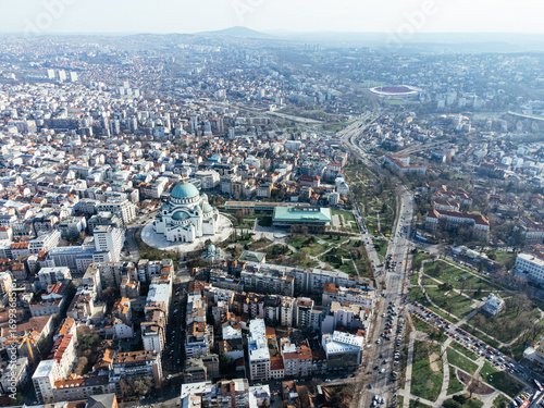 фотографія Aerial view of the Saint Sava: The largest orthodox cathedral in the world