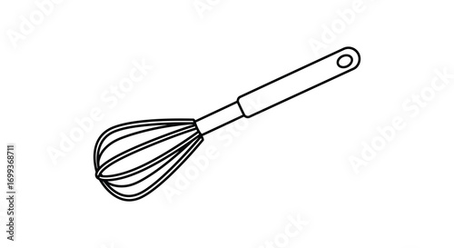 a simple line drawing of a kitchen whisk tool