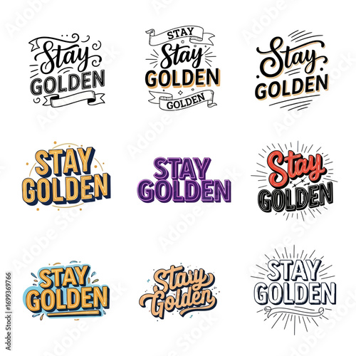 Inspiring 'Stay Golden' typography designs boost positivity and celebrate good vibes with vibrant, modern lettering for branding, apparel, and motivational content.