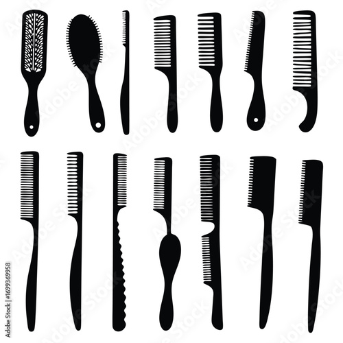 Hair Stylists Brushes Silhouette