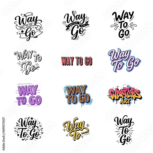 Celebrate achievements with vibrant 'Way to Go' typography designs, perfect for recognition and encouragement in any project.