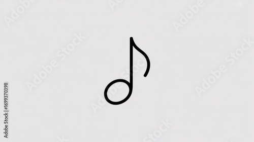 Music note vector icon for musical notation and melody design element for song sheet and audio symbol art