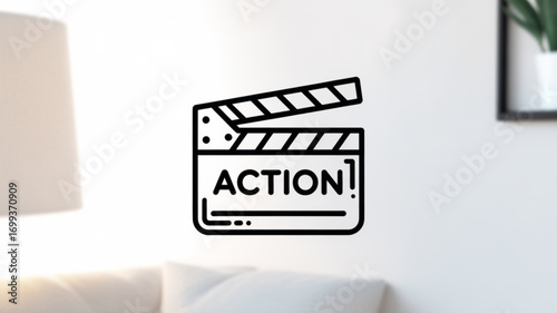 Movie production clapperboard action film making cinema industry filmmaking equipment icon design vector