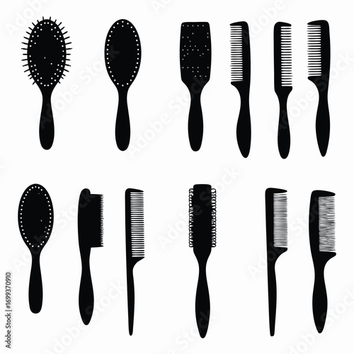 Hair Stylists Brushes Silhouette