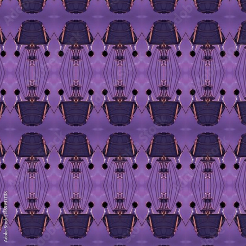 Geometric purple abstract, pattern, art, design, and texture with repeating kaleidoscope-like forms, modern futuristic symmetry.