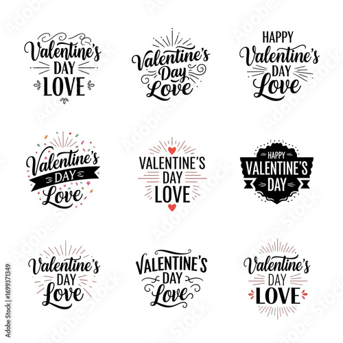 Celebrate love and romance with these vibrant Valentine's Day and love typographic designs, perfect for cards, gifts, and decorations