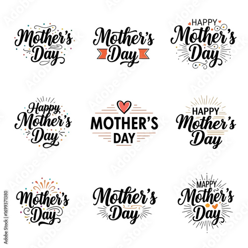 Celebrate Mom with these beautiful, festive Mother's Day typographic designs perfect for cards, gifts, and decorations.