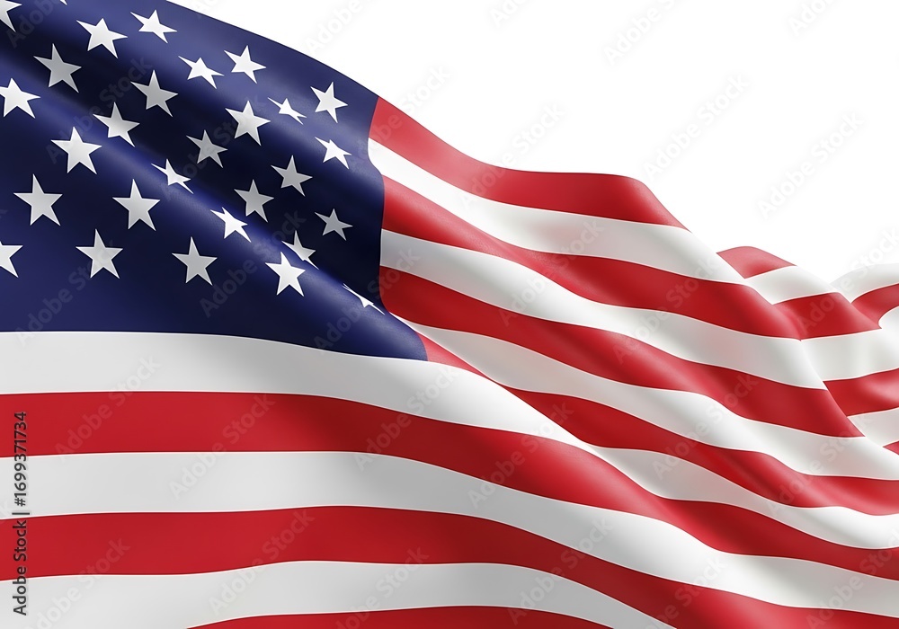 Obraz premium Waving american flag isolated on white background