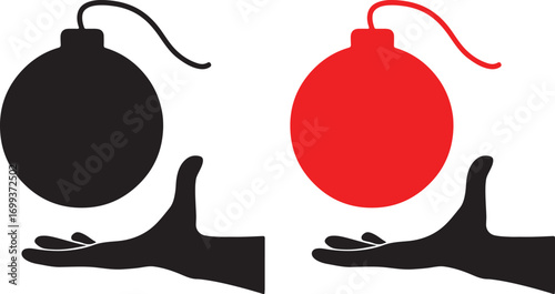 pair, decision, explosion, weapon, vector, contrast., red., comparison, black, miscellaneous, silhouette, sets, hand, icon, illustration, graphic, red, category:, right, background, left, offering, th