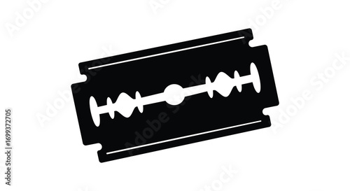 a razor blade with sharp edges and metallic structure