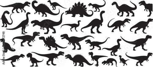 dinosaur, silhouette, prehistoric, ancient, reptile, jurassic, cretaceous, t-rex, stegosaurus, triceratops, brachiosaurus, velociraptor, extinct, animal, wildlife, nature, science, illustration, graph