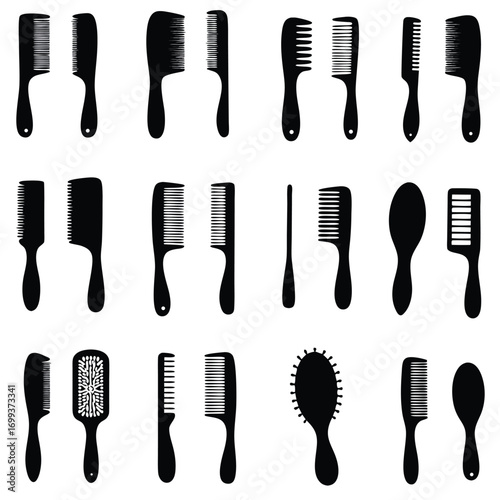 Hair Stylists Brushes Silhouette