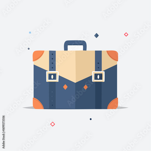 Vintage Suitcase Travel Bag Illustration.