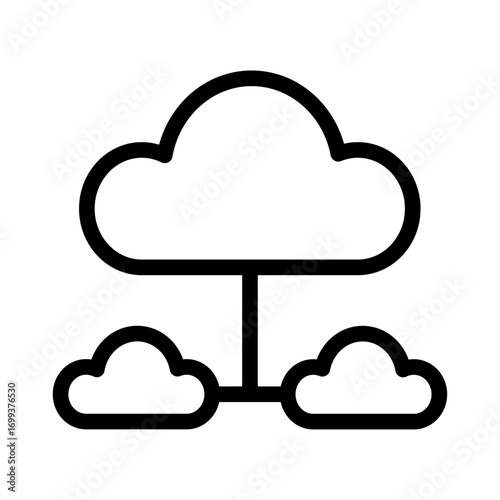 Multi Cloud Line Icon of Cloud Infrastructure Icon Set