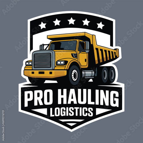 Dump Truck Logo Design Template for Trash Garbage Removal Business.