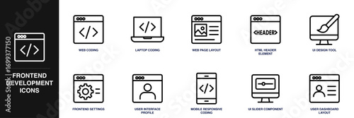 Frontend Development Line Icon Set