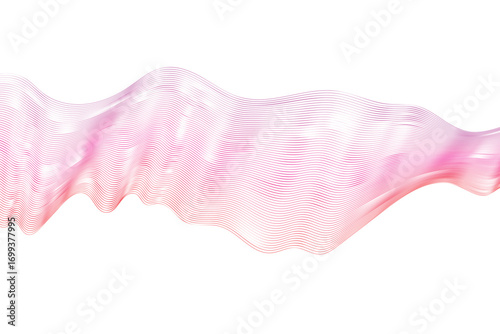 Abstract grey wave lines on transparent background. Technology, data science, geometric border pattern.