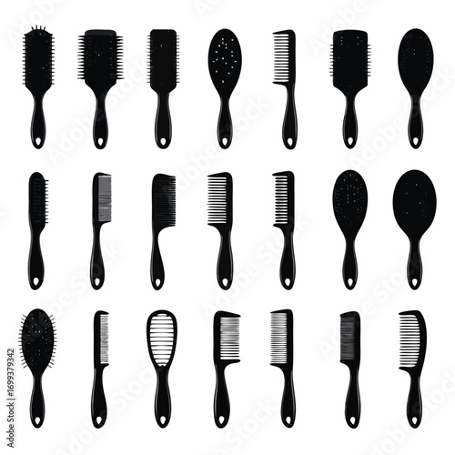 Hair Stylists Brushes Silhouette