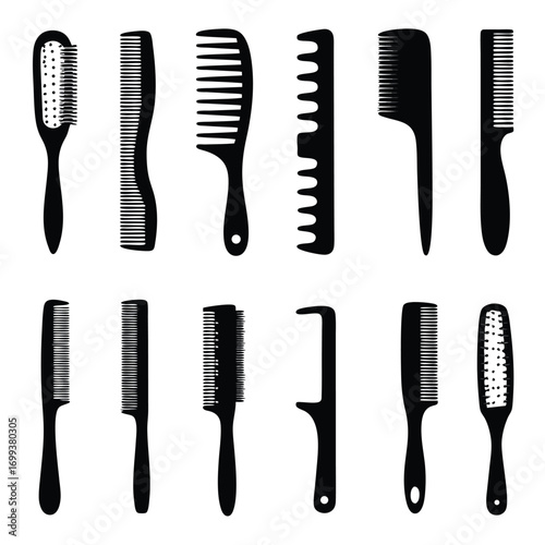 Hair Stylists Brushes Silhouette
