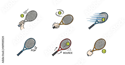 Tennis racket and ball illustrations