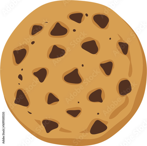 Flat Design Chocolate Chip Cookie Illustration Delicious Sweet Food Treat