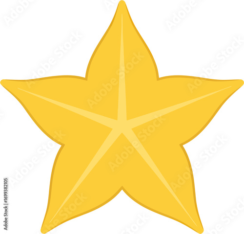 Simple Flat Carambola Shaped like Star Fruit Icon Food Ingredient