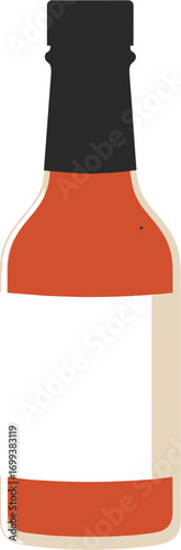Minimalist Style Hot Sauce Bottle with Blank Label Illustration