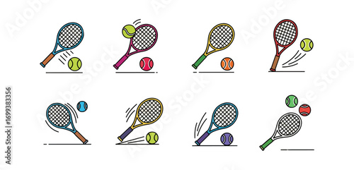 Tennis rackets and balls graphic design