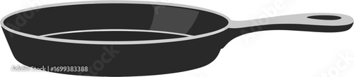 Simple Flat Style Cast Iron Skillet Cooking Utensil Illustration