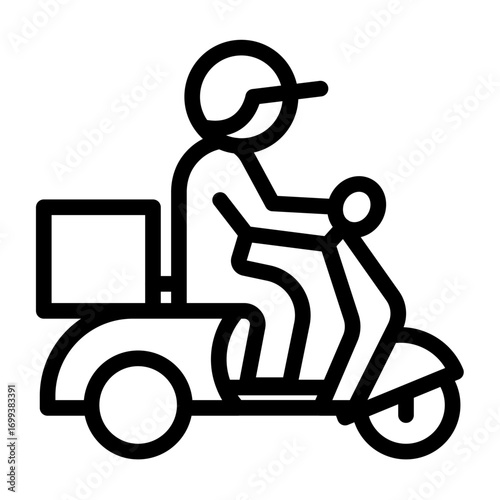 Motorbike Courier Line Icon of Last-Mile Delivery Icon Set