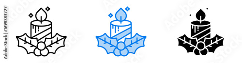 Candle icon set multiple style collection