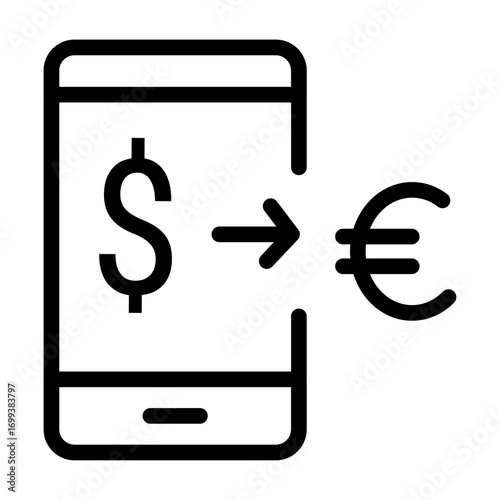 Currency Conversio App Line Icon of Foreign Exchange (Forex) Icon Set