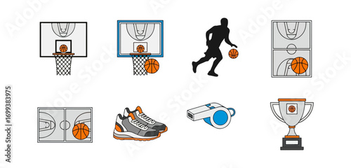 Basketball equipment icons