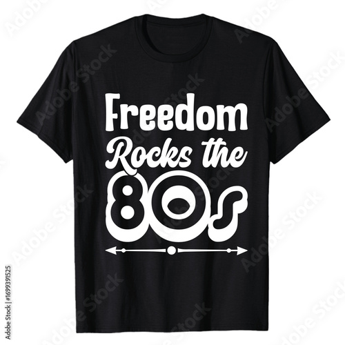 Graphic design celebrates the freedom and style associated with the iconic eighties era.