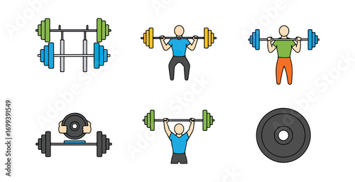 Weightlifting exercises icons