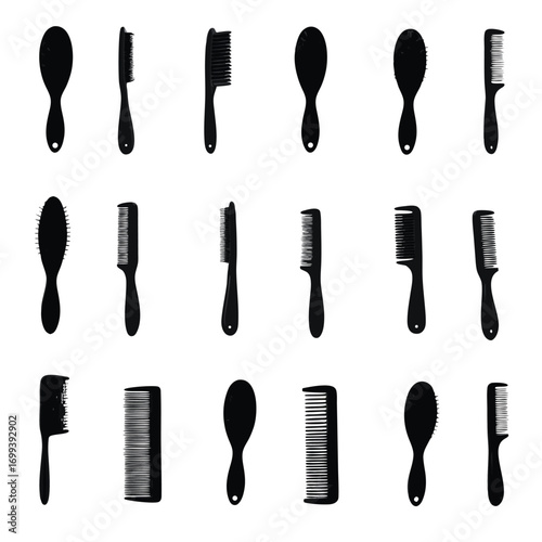 Hair Stylists Brushes Silhouette