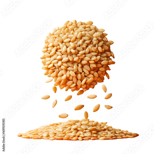 handful of toasted sesame seeds with shiny, smooth surfaces