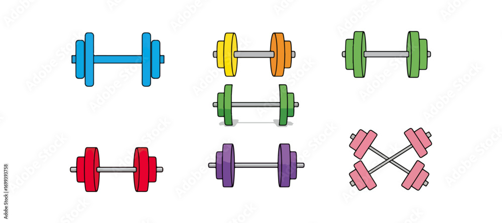 Fototapeta premium Colorful dumbbells and barbells