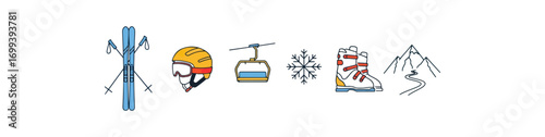 Skiing equipment illustration
