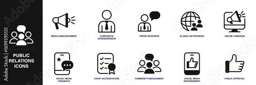Public Relations Line Icon Set