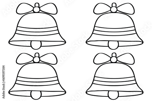 Four festive bells with bows vector